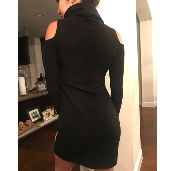 NWT!! Nordstrom black ribbed turtleneck dress - Picture 2 of 2